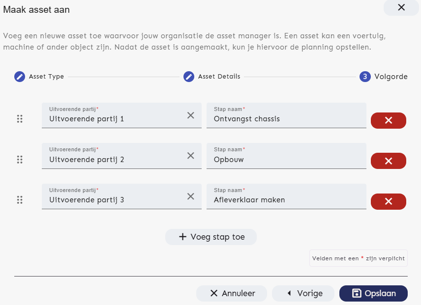 Team Asset Planner volgorde partijen